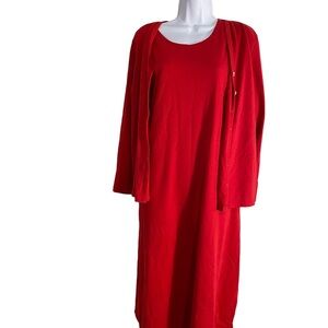 Cold Water Creek Tank Dress with Cardigan (2 piece) Red Sz Petite Medium